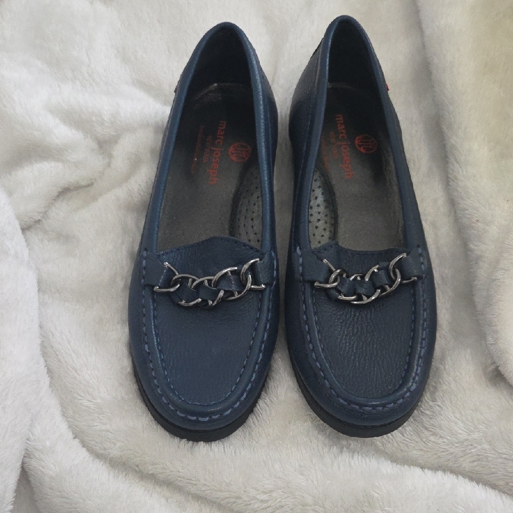 Marc Joseph Navy Chain Loafers